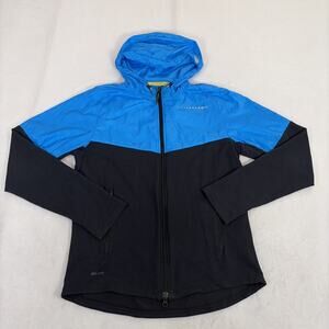 Vntg Nike Livestrong Lance Armstrong Dri-Fit Windbreaker Jacket Medium Blue/Blk